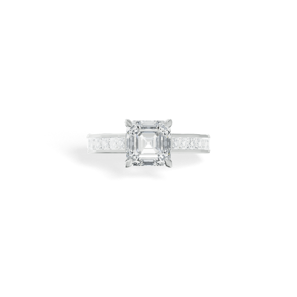 Asscher-Cut Channel-Set Lab Grown Diamond Engagement Ring 360° view